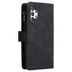 Stripes Imprinted Solid Color Skin-touch Wallet Stand Leather Cover Card Slots Phone Case with Zipper Pocket for Samsung Galaxy A32 5G/M32 5G