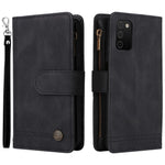 Prægning Striber Lynlåslomme Flere Kortpladser Læder Cover Telefonetui med Stand Wallet til Samsung Galaxy A03s (166.5mm)