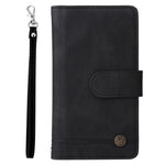 Prægning Striber Lynlåslomme Flere Kortpladser Læder Cover Telefonetui med Stand Wallet til Samsung Galaxy A03s (166.5mm)