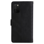 Prægning Striber Lynlåslomme Flere Kortpladser Læder Cover Telefonetui med Stand Wallet til Samsung Galaxy A03s (166.5mm)
