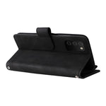 Prægning Striber Lynlåslomme Flere Kortpladser Læder Cover Telefonetui med Stand Wallet til Samsung Galaxy A03s (166.5mm)