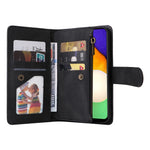 Prægning Striber Lynlåslomme Flere Kortpladser Læder Cover Telefonetui med Stand Wallet til Samsung Galaxy A03s (166.5mm)