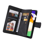 Prægning Striber Lynlåslomme Flere Kortpladser Læder Cover Telefonetui med Stand Wallet til Samsung Galaxy A03s (166.5mm)