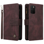 Prægning Striber Lynlåslomme Flere Kortpladser Læder Cover Telefonetui med Stand Wallet til Samsung Galaxy A03s (166.5mm)