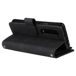Präglingsränder i PU-läder med dragkedja, ficka med flera kortplatser och stativ för Samsung Galaxy Z Fold3 5G