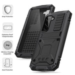 R-JUST for Samsung Galaxy S22+ 5G Waterproof Drop-Proof Case Kickstand Back Cover with Tempered Glass