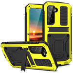 R-JUST for Samsung Galaxy S22+ 5G Waterproof Drop-Proof Case Kickstand Back Cover with Tempered Glass