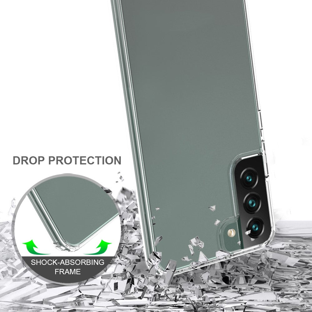 Acrylic Back Panel + Soft TPU Edges Protective Clear Phone Case for Samsung Galaxy S22+ 5G