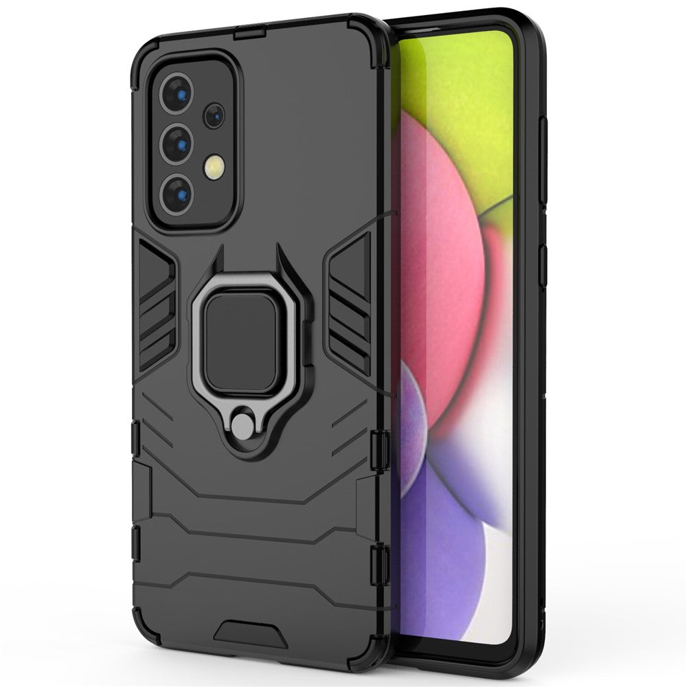 Anti-ridse Blødt TPU Hårdt PC Beskyttende Telefoncover med Ringholder Støttefod til Samsung Galaxy A33 5G