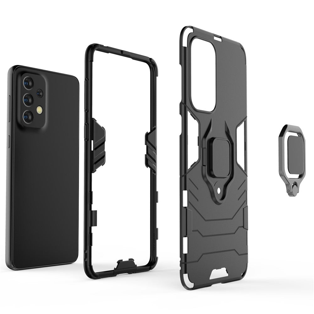Anti-ridse Blødt TPU Hårdt PC Beskyttende Telefoncover med Ringholder Støttefod til Samsung Galaxy A33 5G