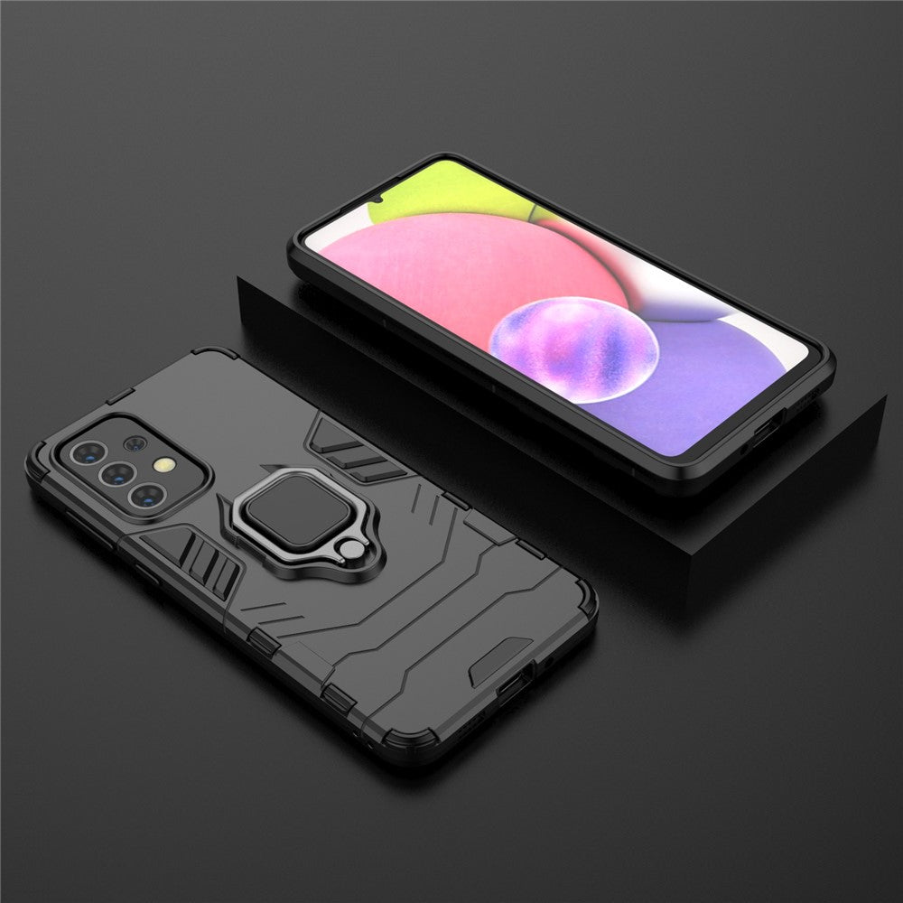 Anti-ridse Blødt TPU Hårdt PC Beskyttende Telefoncover med Ringholder Støttefod til Samsung Galaxy A33 5G
