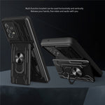 Kickstand Camera Cover Slide Anti-Scratch Protective Hard PC Soft TPU Case with Card Holder Slot for Samsung Galaxy A53 5G