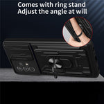 Kickstand Camera Cover Slide Anti-Scratch Protective Hard PC Soft TPU Case with Card Holder Slot for Samsung Galaxy A53 5G