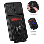 Kickstand Camera Cover Slide Anti-Scratch Protective Hard PC Soft TPU Case with Card Holder Slot for Samsung Galaxy A53 5G
