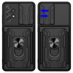 Kickstand Camera Cover Slide Anti-Scratch Protective Hard PC Soft TPU Case with Card Holder Slot for Samsung Galaxy A53 5G