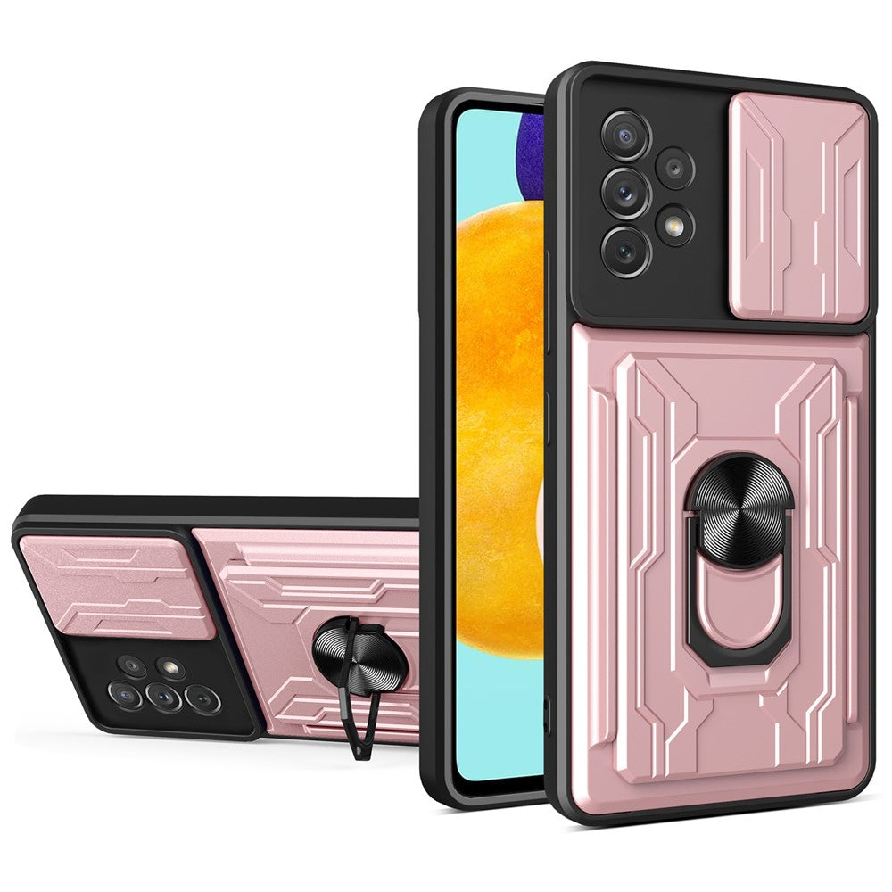 Kamerabeskyttelse, slidstærkt, ridsefrit, beskyttende hårdt PC- og blødt TPU-etui med kortholder til Samsung Galaxy A53 5G
