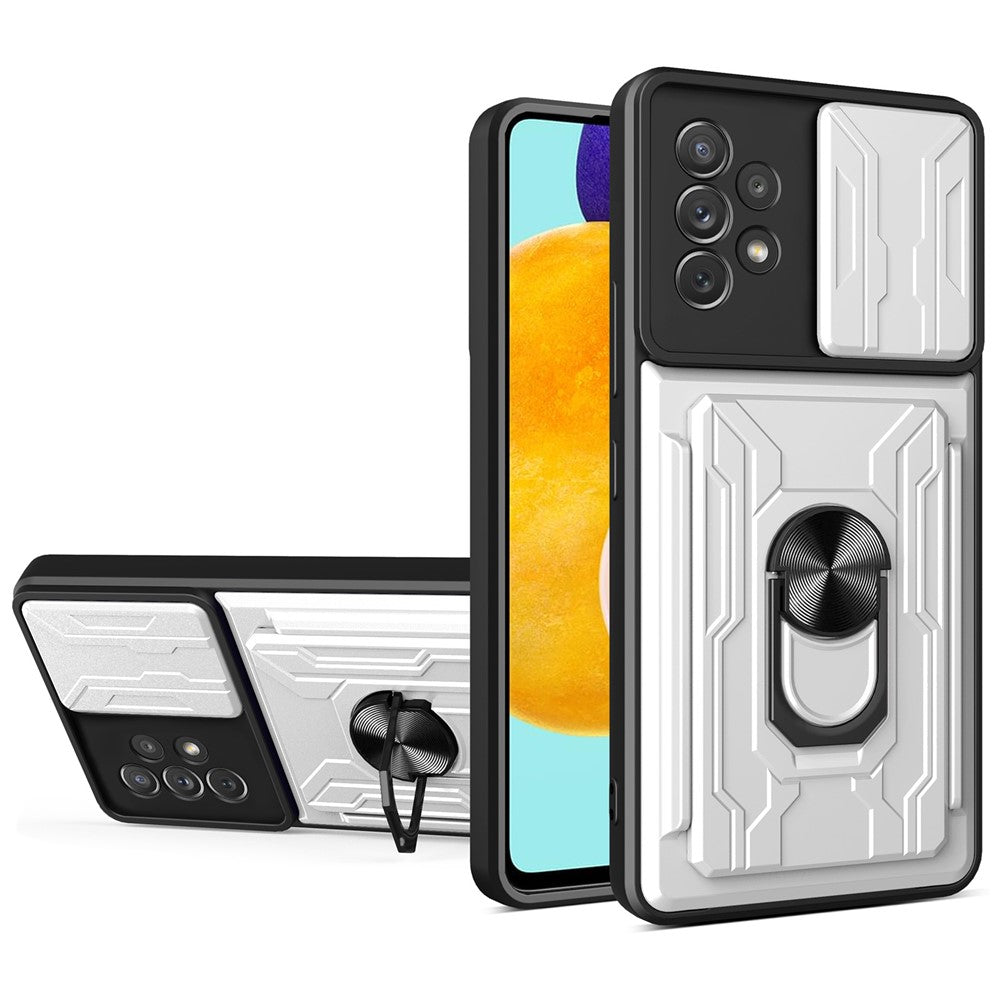 Kamerabeskyttelse, slidstærkt, ridsefrit, beskyttende hårdt PC- og blødt TPU-etui med kortholder til Samsung Galaxy A53 5G