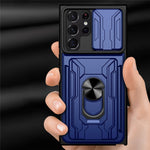 Samsung Galaxy S22 Ultra 5G-cover med kortholder, ring og understøttende design, skydekameracover i PC + TPU-hybrid