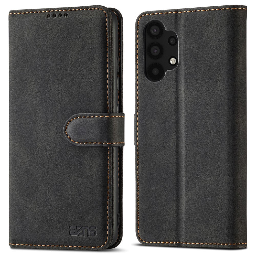 AZNS Magnetic Clasp Leather Case Drop-proof Fully Wrapped Wallet Stand Phone Cover for Samsung Galaxy A32 4G (EU Version)