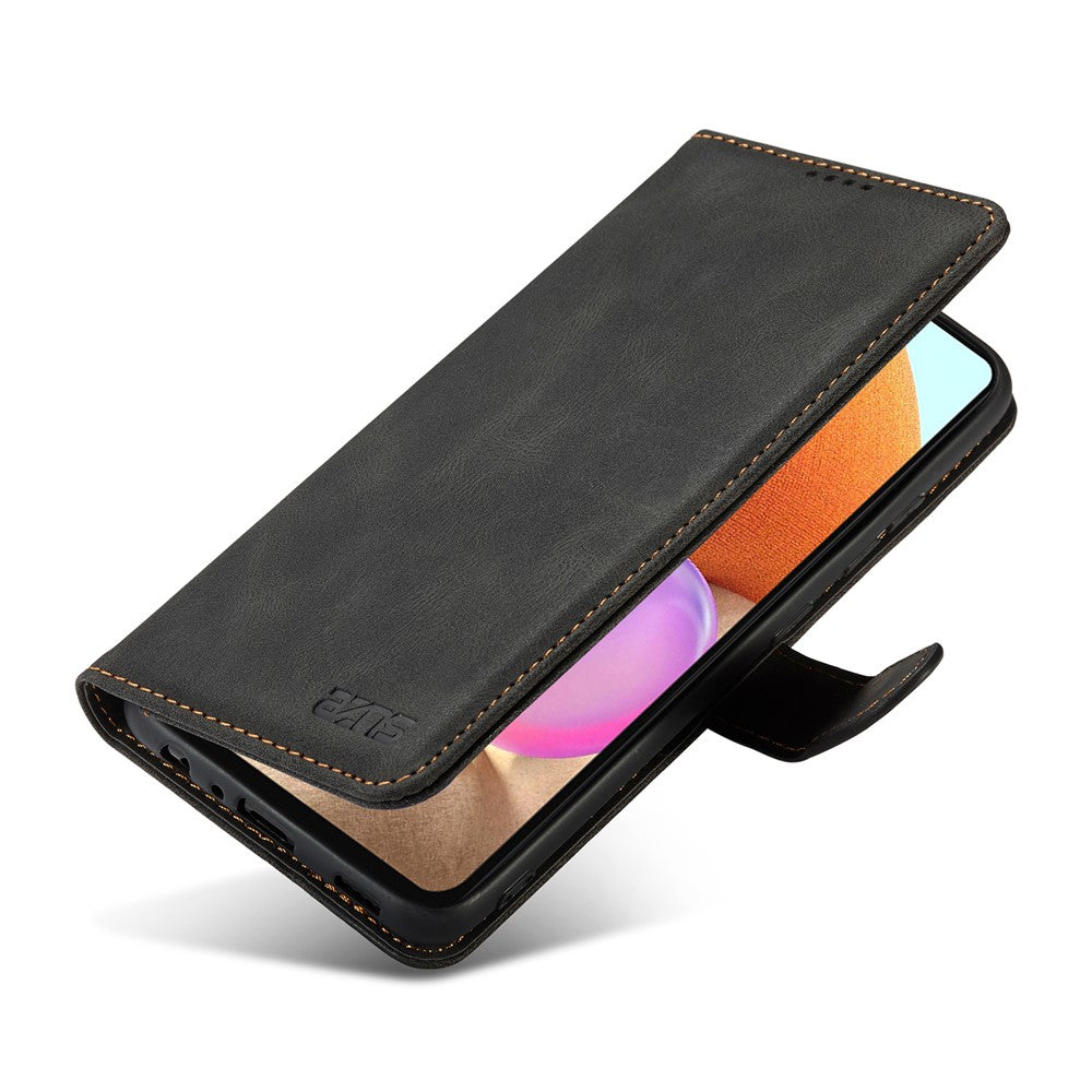 AZNS Magnetic Clasp Leather Case Drop-proof Fully Wrapped Wallet Stand Phone Cover for Samsung Galaxy A32 4G (EU Version)