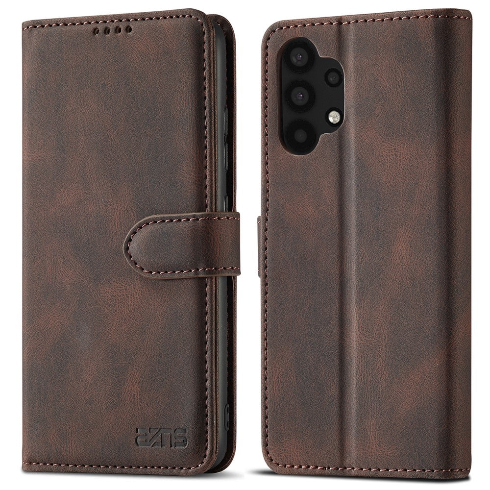 AZNS Magnetic Clasp Leather Case Drop-proof Fully Wrapped Wallet Stand Phone Cover for Samsung Galaxy A32 4G (EU Version)