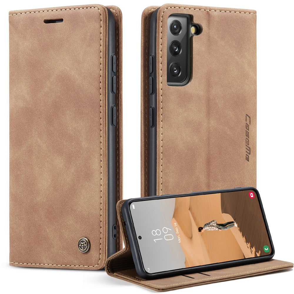 CASEME 013-serien TPU-fodral Plånboksfodral med stativdesign Lätt, självabsorberande PU-läderfodral för Samsung Galaxy S22+ 5G