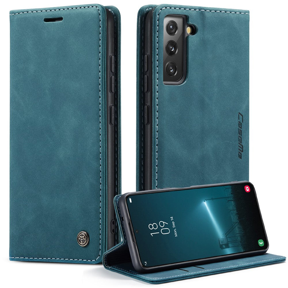 CASEME 013-serien TPU-fodral Plånboksfodral med stativdesign Lätt, självabsorberande PU-läderfodral för Samsung Galaxy S22+ 5G