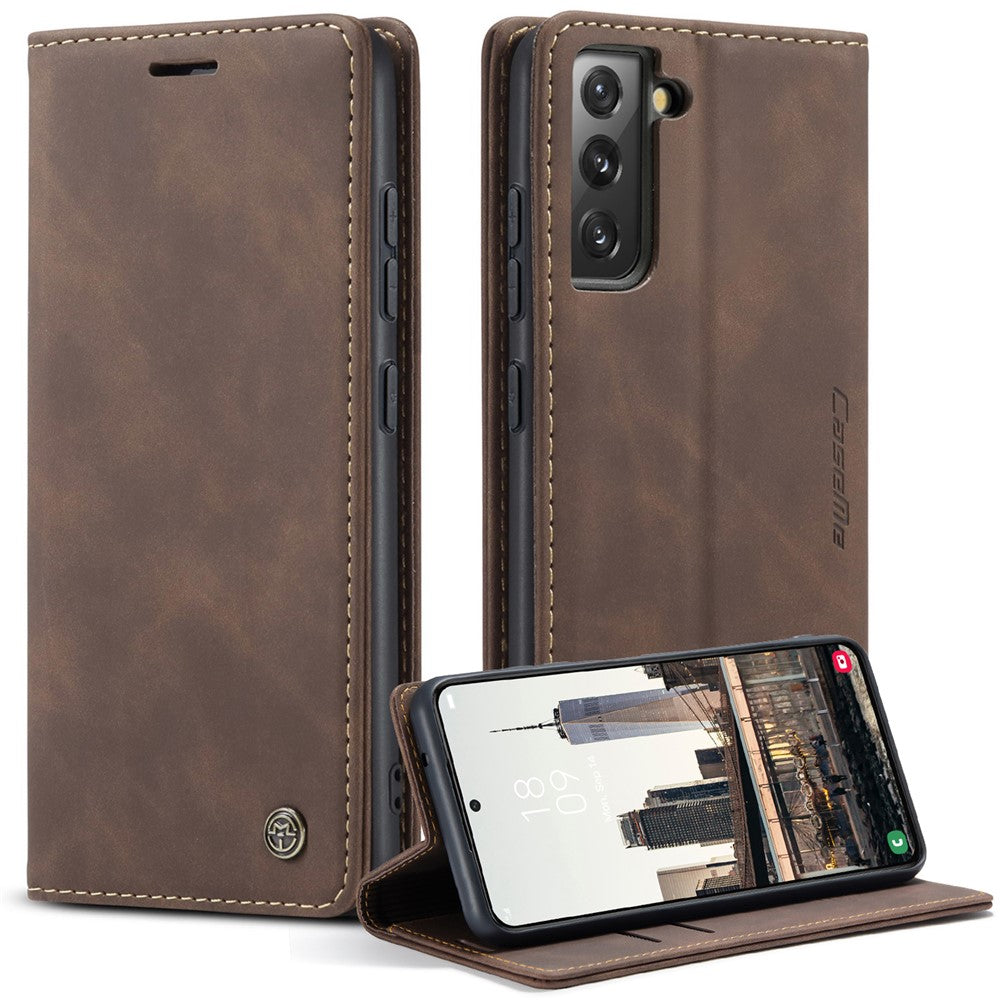 CASEME 013-serien TPU-etui med pung, let, selvabsorberende PU-læderetui til Samsung Galaxy S22+ 5G