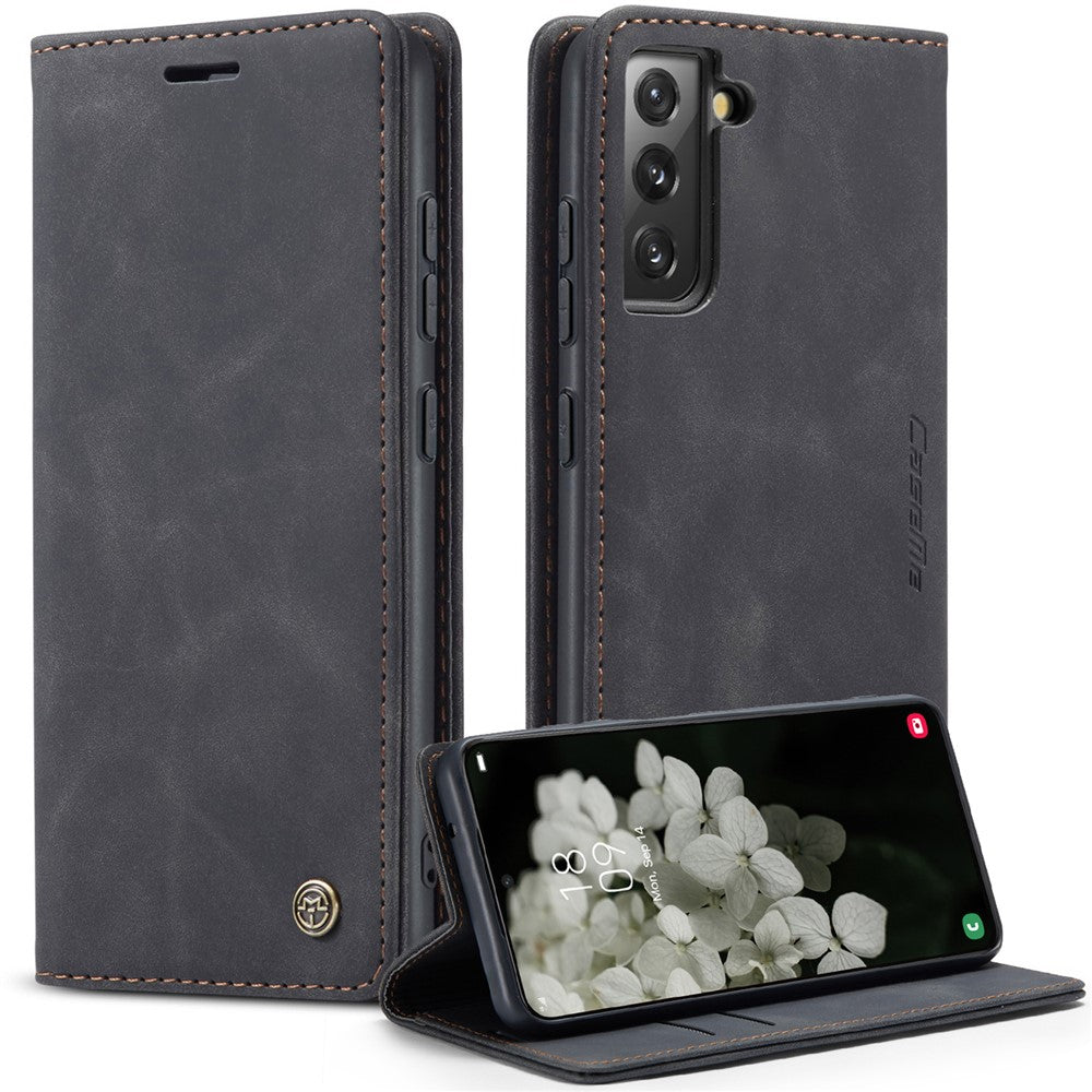CASEME 013-serien TPU-fodral Plånboksfodral med stativdesign Lätt, självabsorberande PU-läderfodral för Samsung Galaxy S22+ 5G