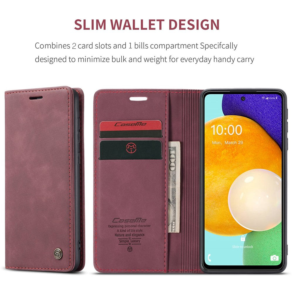 CASEME 013 Series PU-læder Folio Telefonetui Pung Stativdesign Letvægts Selvabsorberende Telefoncover til Samsung Galaxy A53 5G