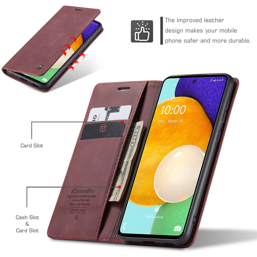 CASEME 013 Series PU-læder Folio Telefonetui Pung Stativdesign Letvægts Selvabsorberende Telefoncover til Samsung Galaxy A53 5G