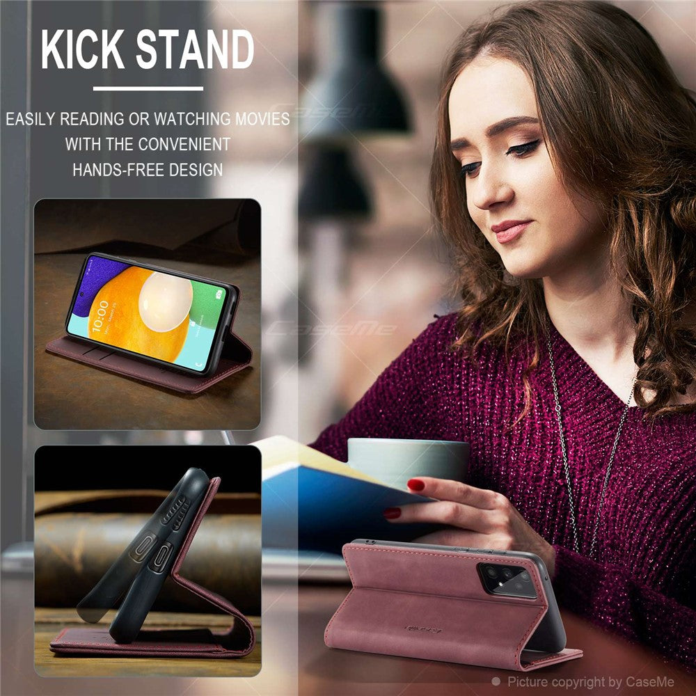 CASEME 013 Series PU-læder Folio Telefonetui Pung Stativdesign Letvægts Selvabsorberende Telefoncover til Samsung Galaxy A53 5G