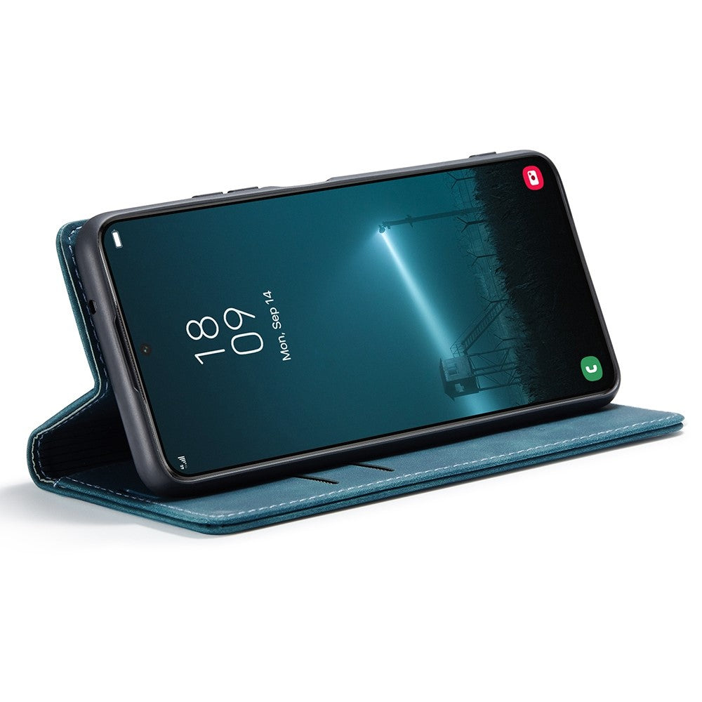 CASEME 013-serien för Samsung Galaxy S22 5G PU-läder plånboksfodral med stativ, magnetiskt absorberande korthållare