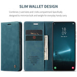 CASEME 013-serien för Samsung Galaxy S22 5G PU-läder plånboksfodral med stativ, magnetiskt absorberande korthållare