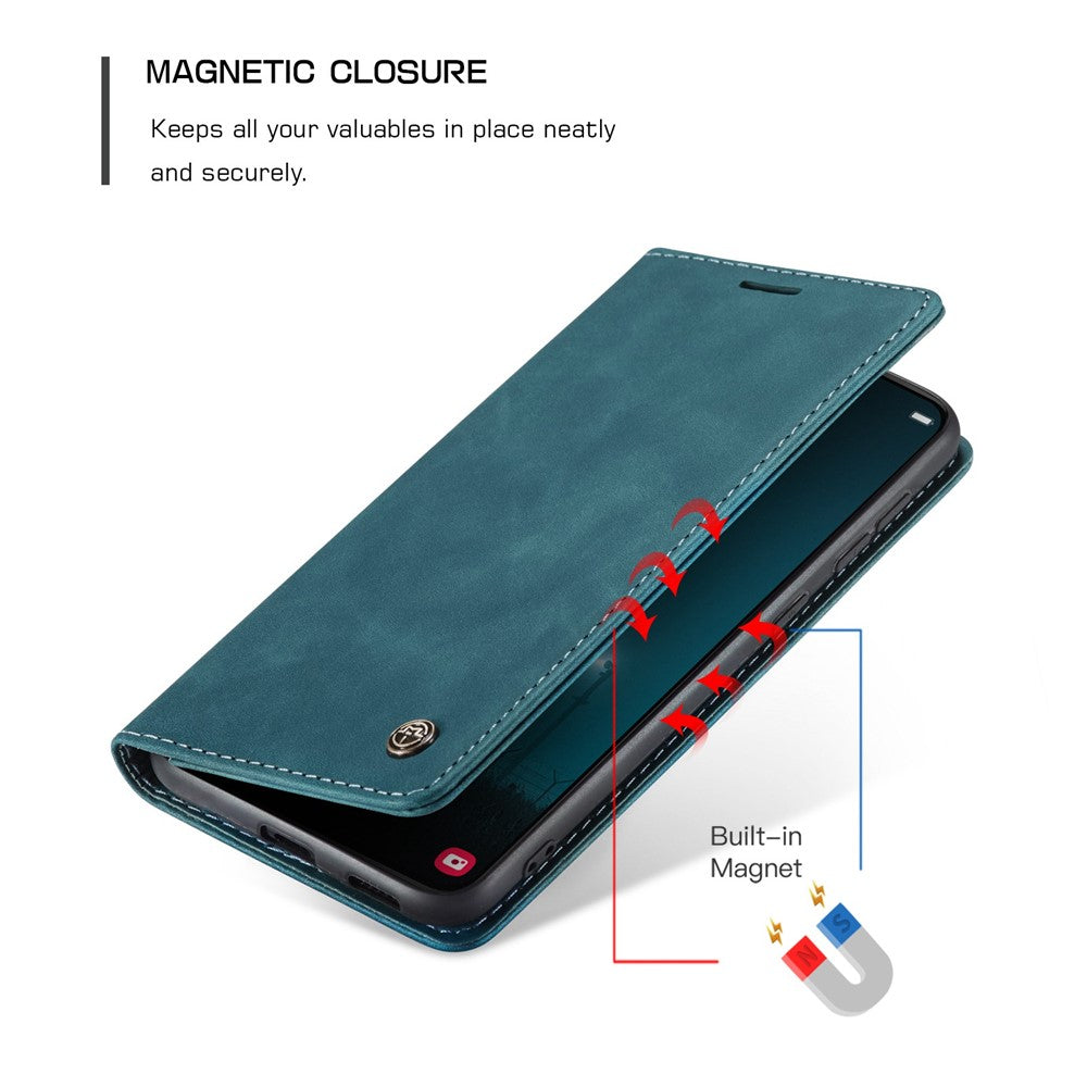 CASEME 013-serien för Samsung Galaxy S22 5G PU-läder plånboksfodral med stativ, magnetiskt absorberande korthållare