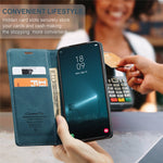 CASEME 013-serien för Samsung Galaxy S22 5G PU-läder plånboksfodral med stativ, magnetiskt absorberande korthållare