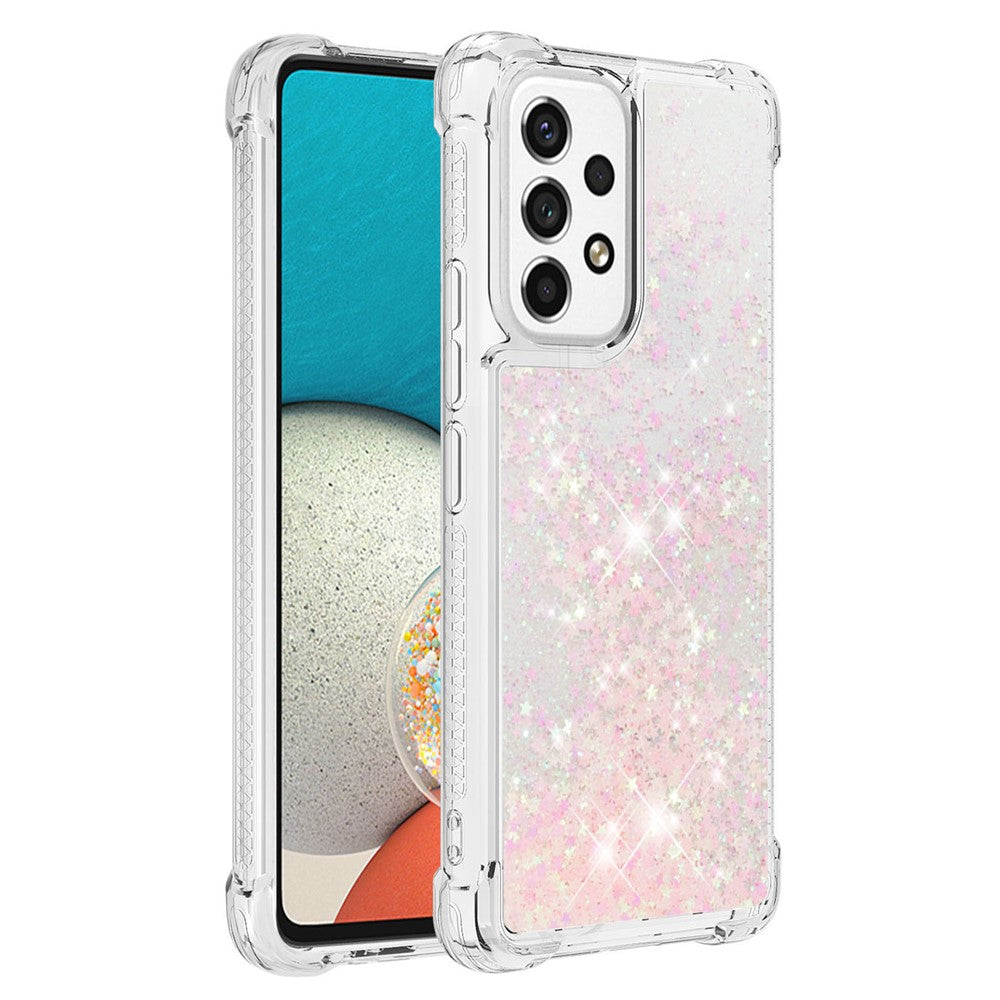 LE1 Series Glittering Sequins Quicksand TPU Cover Shell Stødsikkert Telefonbeskyttelsescover til Samsung Galaxy A53 5G