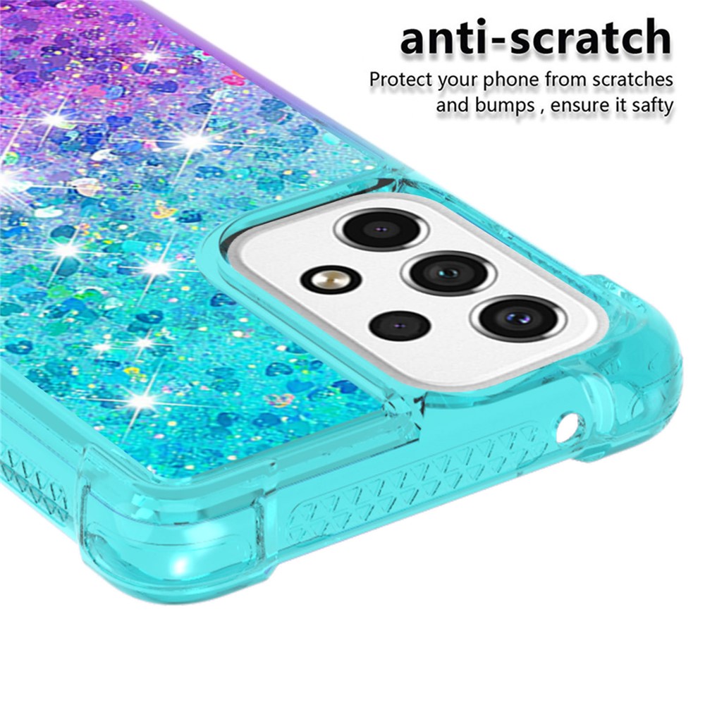 LE3 Series Gradient Glittering Sequins Quicksand TPU Cover Shell Anti-Scratch Corner Cushion Phone Case for Samsung Galaxy A53 5G