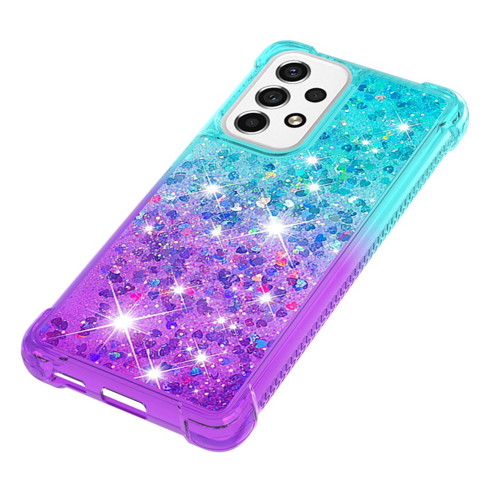 LE3 Series Gradient Glittering Sequins Quicksand TPU Cover Shell Anti-Scratch Corner Cushion Phone Case for Samsung Galaxy A53 5G
