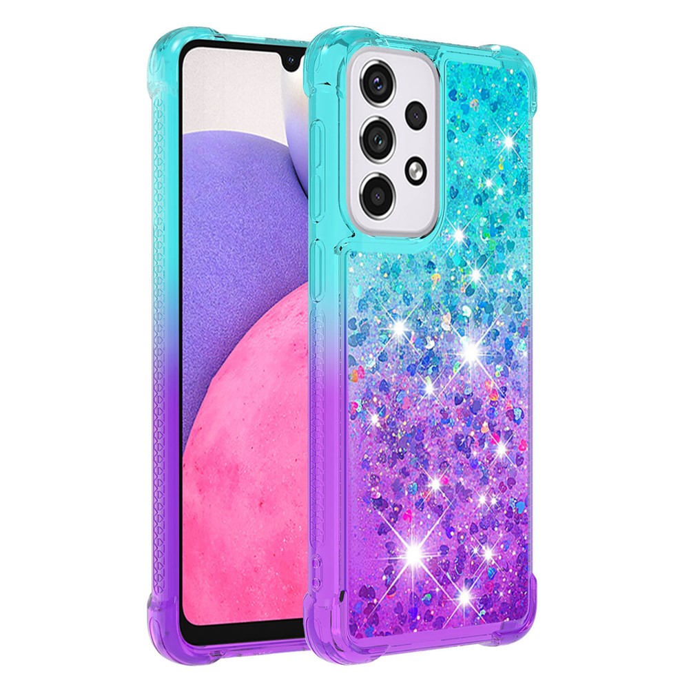 LE3-serien Gradient Glittering Pailletter Quicksand TPU Cover Shell Dynamic Fun Phone Case för Samsung Galaxy A33 5G