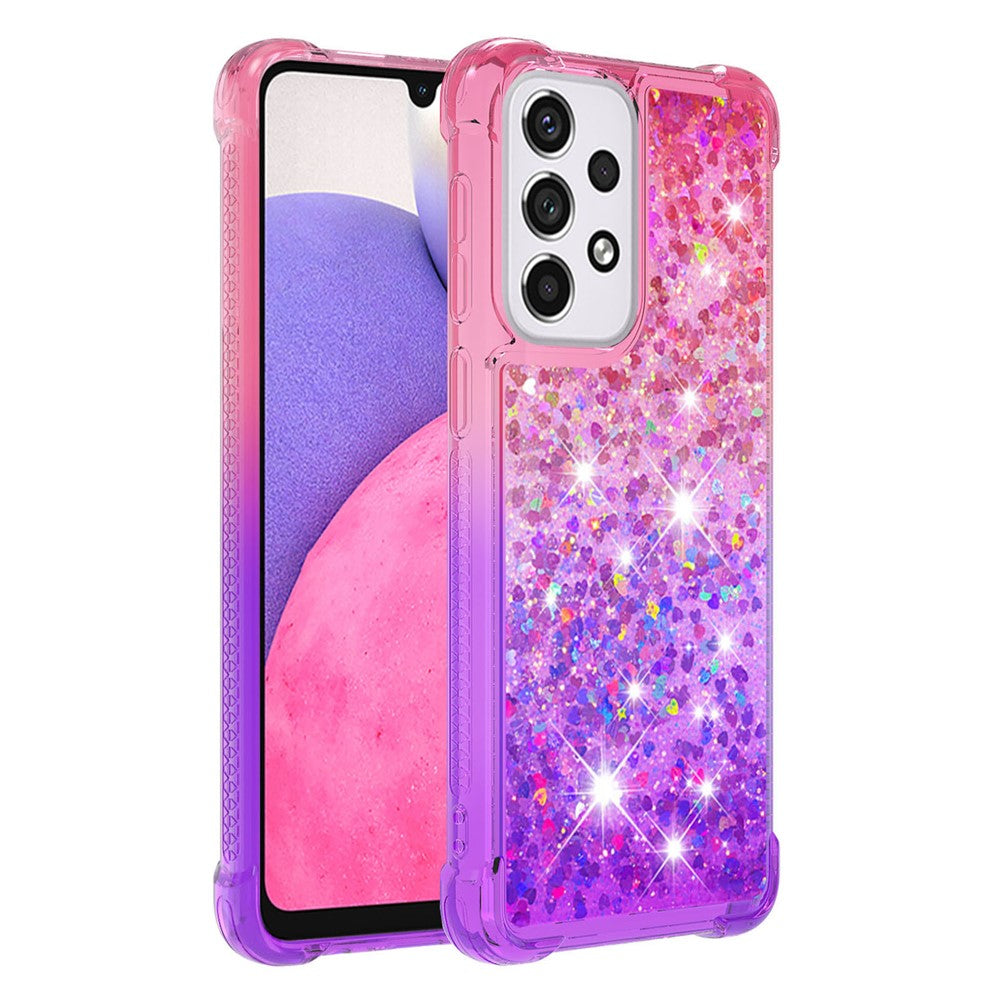 LE3-serien Gradient Glitterende Pailletter Kviksand TPU Cover Skal Dynamisk Sjov Telefonetui til Samsung Galaxy A33 5G