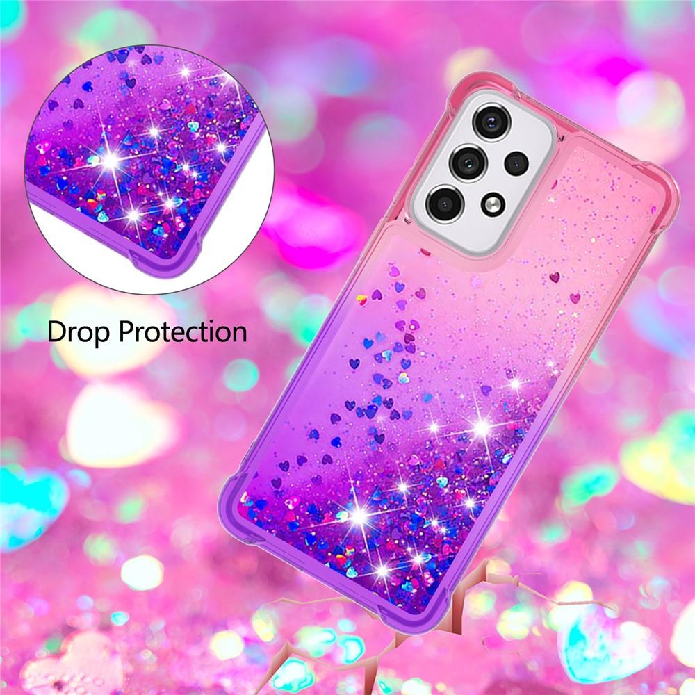 LE3-serien Gradient Glitterende Pailletter Kviksand TPU Cover Skal Dynamisk Sjov Telefonetui til Samsung Galaxy A33 5G