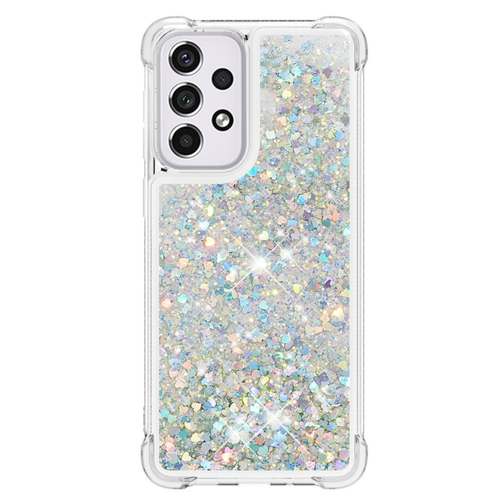 LE1-serien Quicksand TPU Beskyttende Cover Skal Ikke-gulnende Kanter Glimrende Pailletter Quicksand Telefonetui til Samsung Galaxy A33 5G