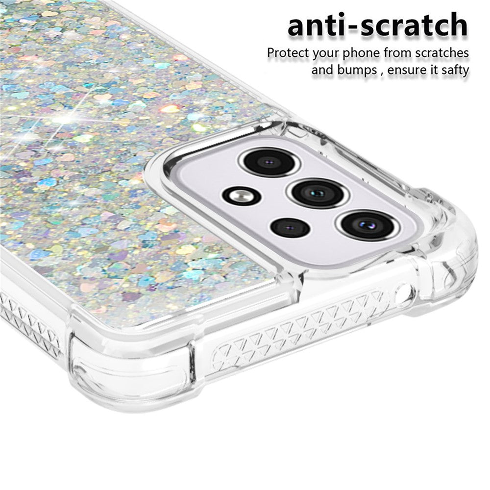 LE1-serien Quicksand TPU Beskyttende Cover Skal Ikke-gulnende Kanter Glimrende Pailletter Quicksand Telefonetui til Samsung Galaxy A33 5G