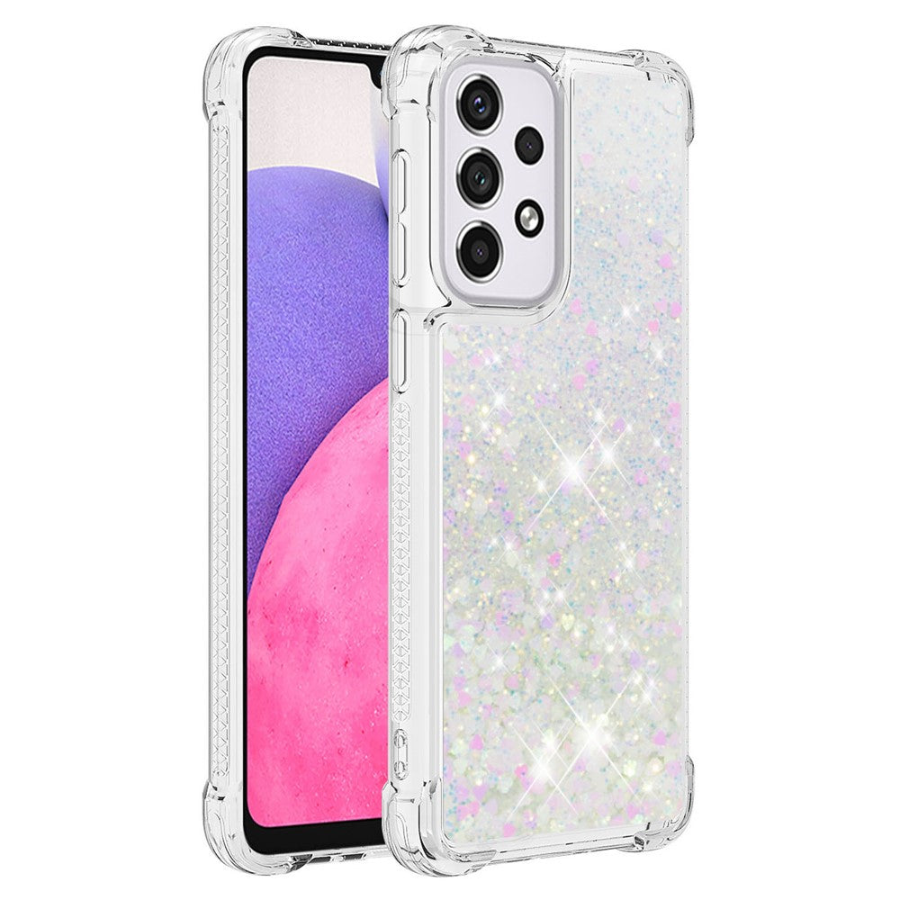 LE1-serien Quicksand TPU Beskyttende Cover Skal Ikke-gulnende Kanter Glimrende Pailletter Quicksand Telefonetui til Samsung Galaxy A33 5G