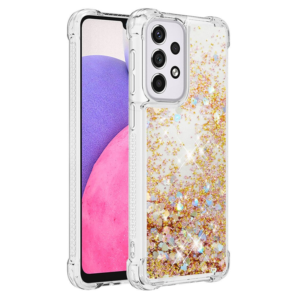 LE1-serien Quicksand TPU Beskyttende Cover Skal Ikke-gulnende Kanter Glimrende Pailletter Quicksand Telefonetui til Samsung Galaxy A33 5G