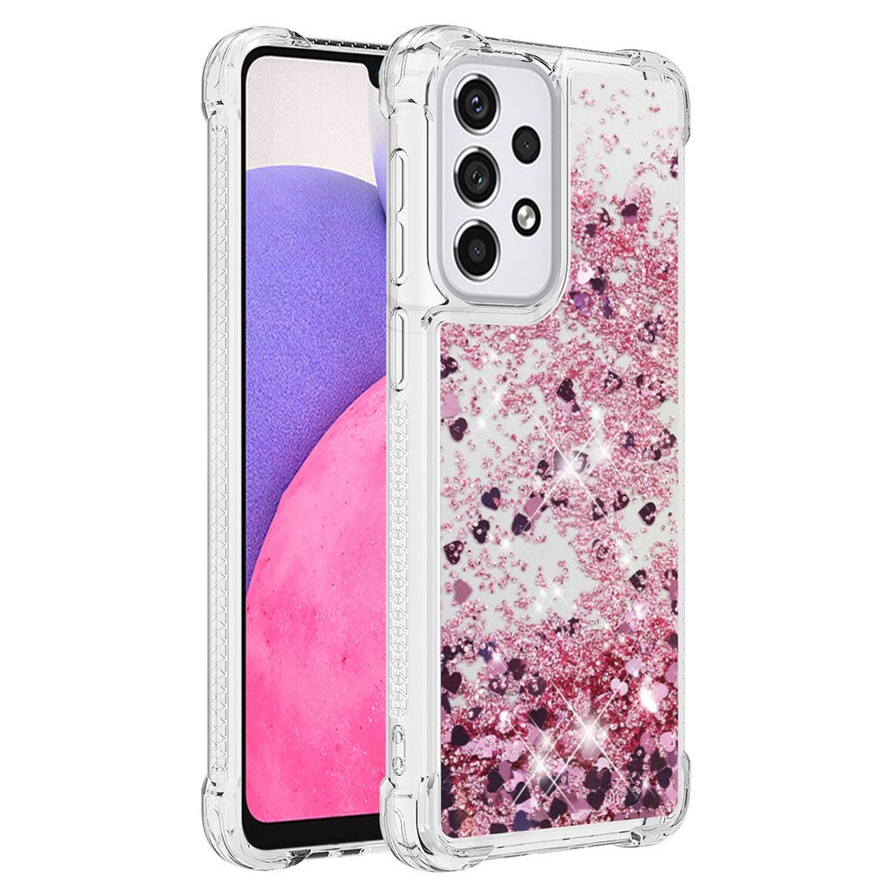 LE1-serien Quicksand TPU Beskyttende Cover Skal Ikke-gulnende Kanter Glimrende Pailletter Quicksand Telefonetui til Samsung Galaxy A33 5G