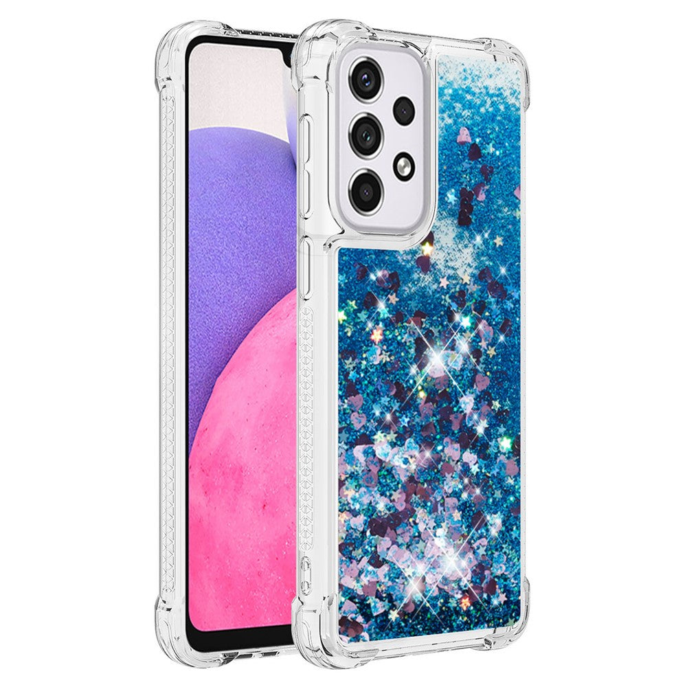 LE1-serien Quicksand TPU Beskyttende Cover Skal Ikke-gulnende Kanter Glimrende Pailletter Quicksand Telefonetui til Samsung Galaxy A33 5G