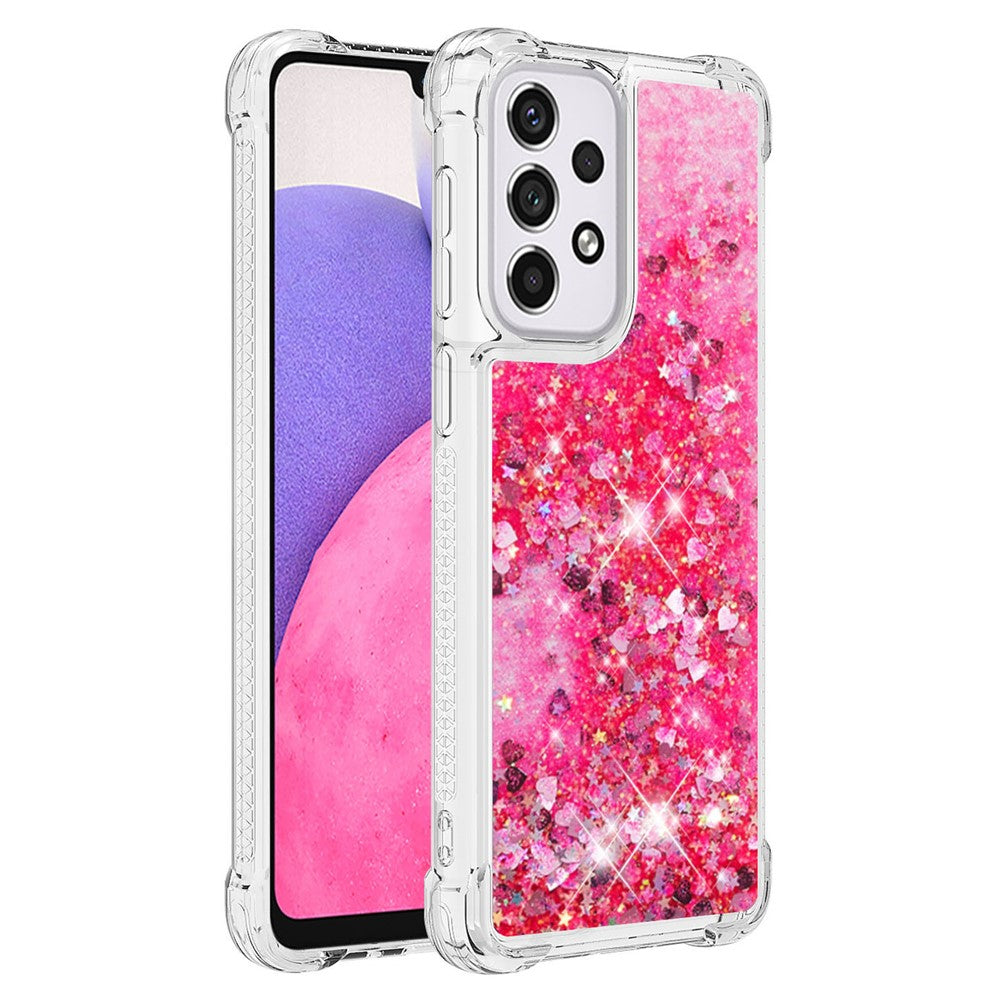 LE1-serien Quicksand TPU Beskyttende Cover Skal Ikke-gulnende Kanter Glimrende Pailletter Quicksand Telefonetui til Samsung Galaxy A33 5G