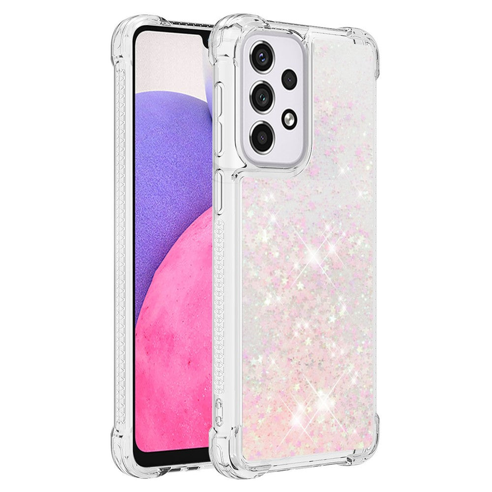 LE1-serien Quicksand TPU Beskyttende Cover Skal Ikke-gulnende Kanter Glimrende Pailletter Quicksand Telefonetui til Samsung Galaxy A33 5G
